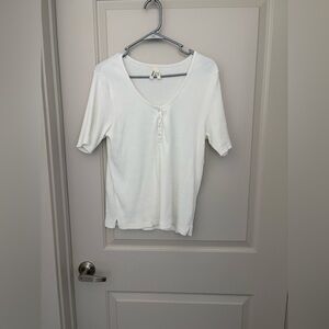 Pact White Short-Sleeve Henley Tee Organic Cotton Size XL